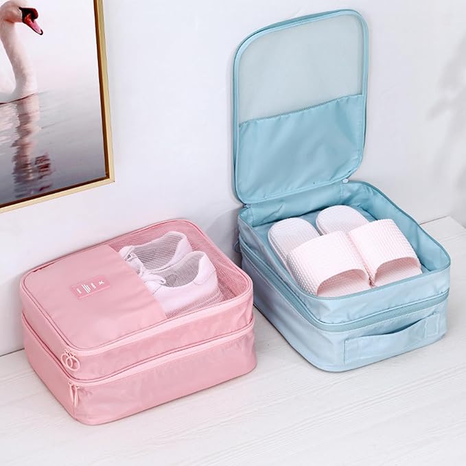 Shoe Bag for Travel, Travel Shoe Bag for Packing, Hold 3 Pairs of Shoes, Travel Essentials for Flying Shoe Organizer Shoe Storage Bag for Travel Pink