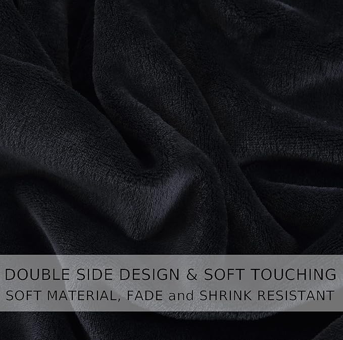 Soft Blanket Travel Size Fleece Warm Fuzzy Throw Blankets for The Bed Sofa Lightweight Charcoal Grey 50"x 61"