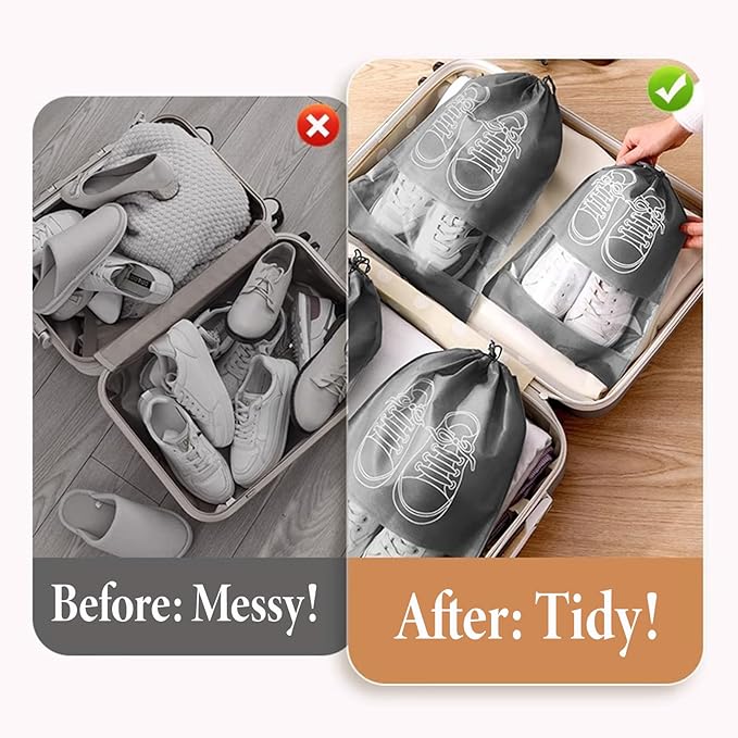 Shoe Bags for Travel, 10 Pcs Travel Shoe Bag Travel Bags Covers for Traveling Packing, Travel Shoe Bags for Storage for Packing in Suitcase (Large, Medium)