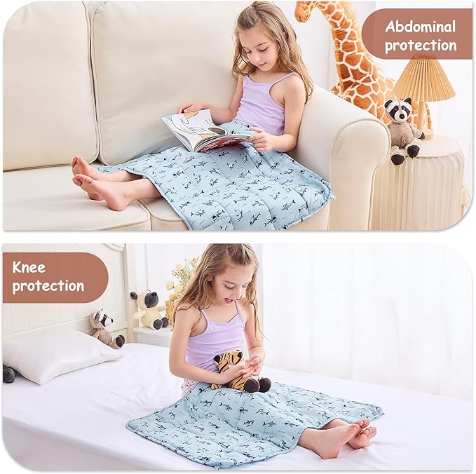 yescool Shark Weighted Lap Pad 2 Pounds Cooling Weighted Lap Pad, Small Weighted Blanket, Weighted Throw Blanket Gifts for Travel Indoor Outdoor, 20"x30"
