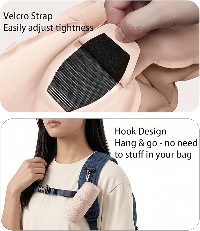SUFU Ultra-Light Travel Neck Pillow - 68g Lighter Than Phone, 360° Neck Support, Adjustable Softness, 2-in-1 Inflation & Storage, Ideal for Airplane/Business Travel,Pink