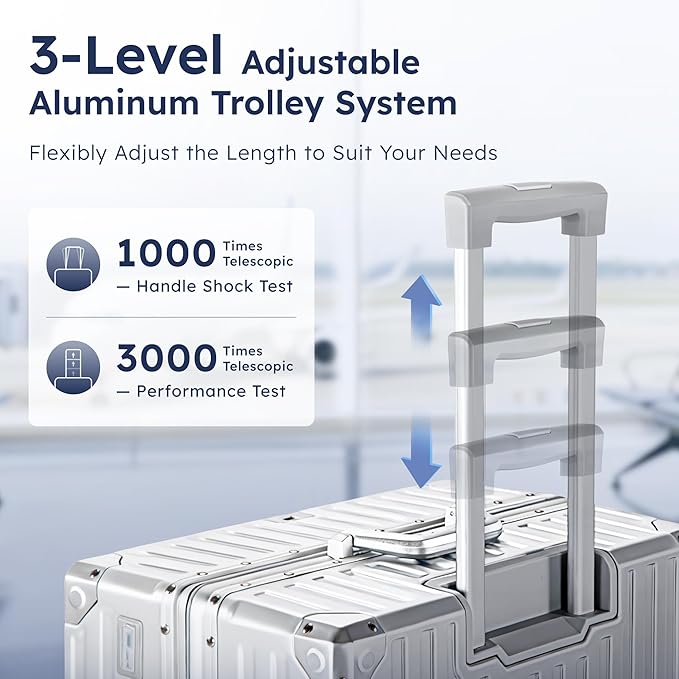 ALPHA CAMP 3 Piece Luggage Sets With Layer Dual Aluminum Frame,TSA Spinner Wheels, 3-Layer PC Hardside Carry on and Checked Hardside Zipperless Suitcase Sets,Type-C USB Charging Port, Cup Holder