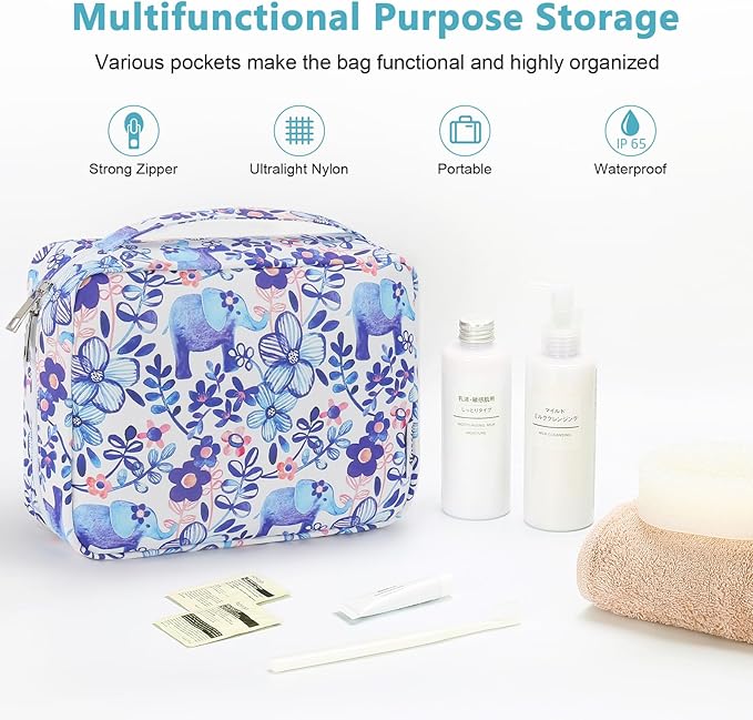 Mossio Hanging Toiletry Bag with Sturdy Hook - Large Portable Cosmetic Makeup Travel Organizer for Men & Women