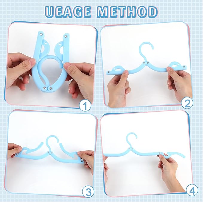 Sieral 40 Pcs Foldable Travel Hangers Plastic Portable Folding Clothes Hangers Cruise Ship Essentials for Travel Cruises Suitcase Dormitory School Hotel Women Laundry Coat Bag Drying(Multicolor)