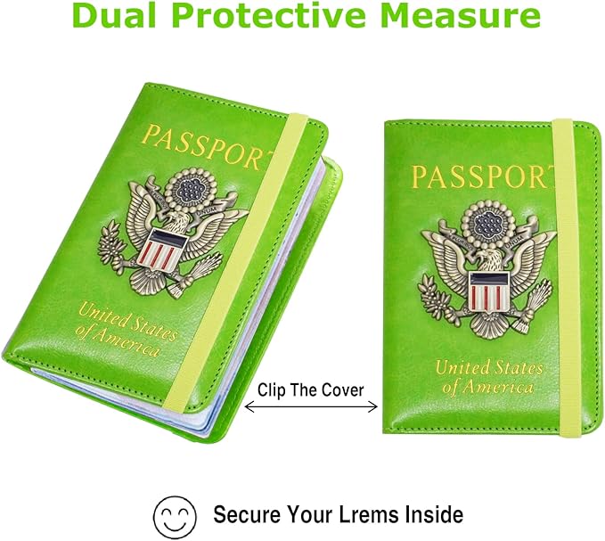 Premium Passport Holder for Travel, RFID Blocking Passport Cover Slim, Durable & Travel-Friendly, Passport Wallet Keep Your Documents Safe & Organized (Green)