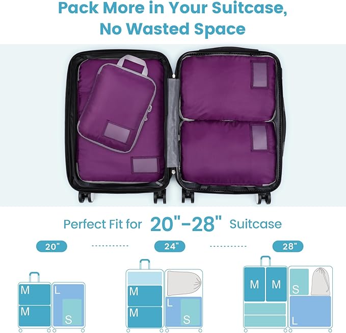 Cambond Compression Packing Cubes for Travel - Lightweight Expandable Travel Bags Luggage Organizers Travel Essentials Compression Cubes for Travel Space Saver for Carry on Suitcases Organizer
