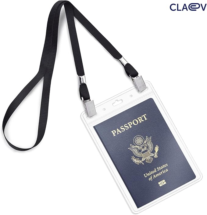 Claev Flexible and Tear Resistant Vertical 4x6 Passport & Card Holders (4x6 Extra Large (XXL), 50 Pack), Clear Zipperless ID Plastic Name Card Badge Holders for Travel, Conferences, Conventions