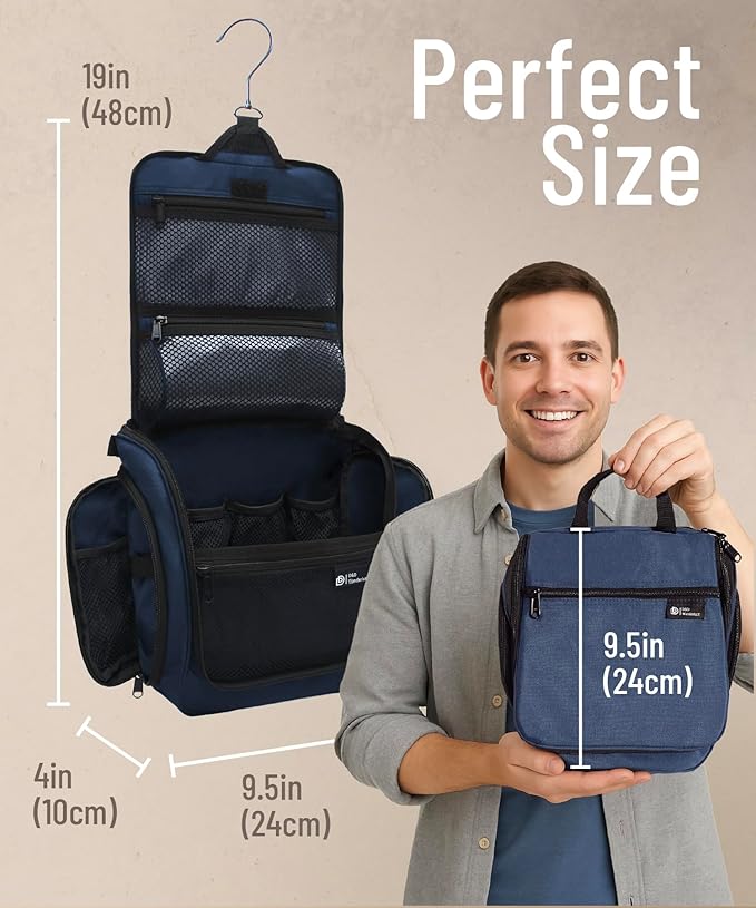 D&D Wanderlust D&D Hanging Travel Toiletry Bag for Men and Women – Cosmetics, Makeup and Toiletries Organizer Kit with 10 Compartments