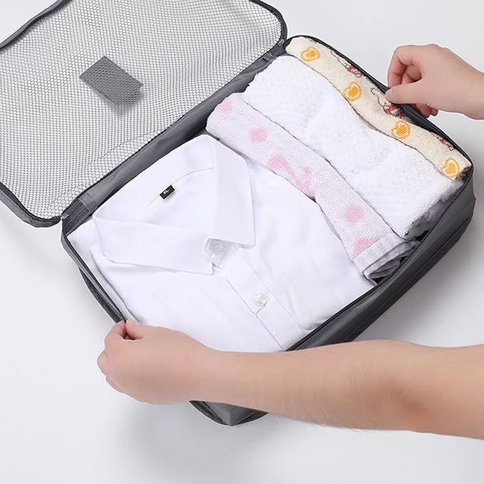 INVODA 7 Set Packing Cubes for Suitcases Travel Essentials for Carry on Luggage Organizer Bags Set for Travel Accessories Luggage Cubes (Grey)