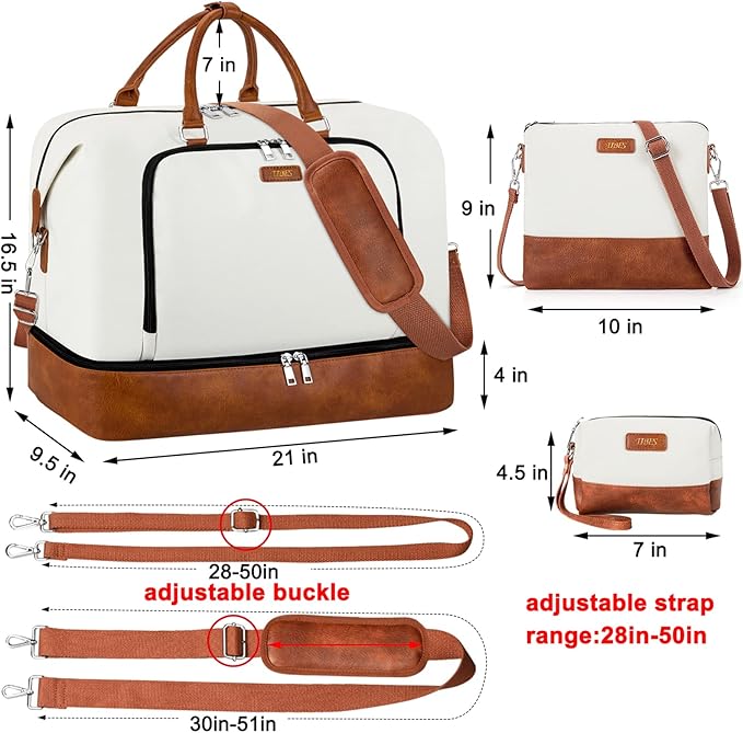 Travel Weekender Bag for Women, 21" Overnight Bag with Shoe Compartment 50L Large Travel Duffel Bag Carry On Tote for Weekend, Overnight, Business Trips, Water Resistant