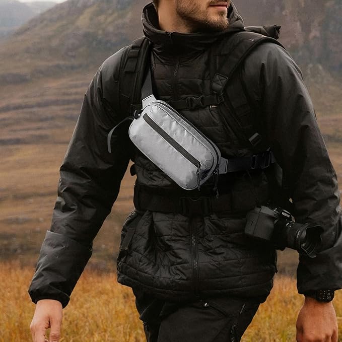 tomtoc 1.5L Sling Bag with RFID Blocking, Crossbody Bag Minimalist Chest Shoulder Pack for Men and Women, Water-resistant Lightweight Carry Casual Daypack for Travel, Daily Use