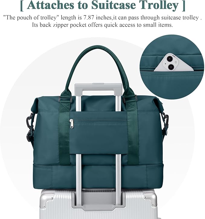 Travel Duffel Bag with Shoes Compartment, Carry on Overnight Weekender Bags for Women, For Spirit Airlines 18x14x8 Personal Item Bag