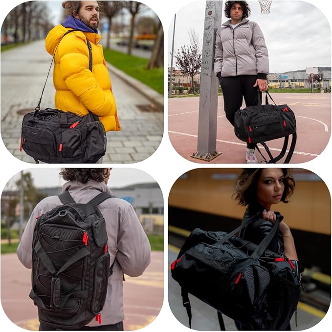 BAGSMART Gym Bag for Women & Men, Sports Travel Duffel Backpack with Shoe Compartment Laptop Compartment, Water Resistant Carry On Weekender Bag for Airplane, 35L/Black
