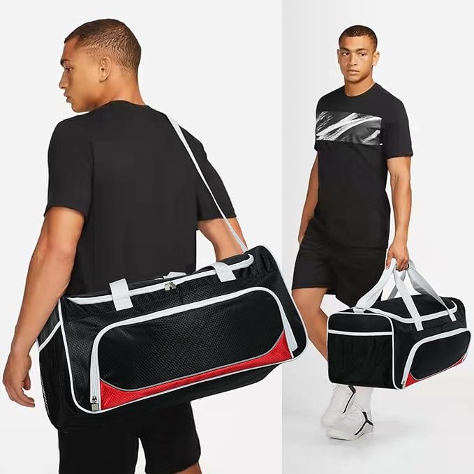 Gym Duffle Bag for Men - 55L Black Large Duffel Bags for Sports, Workout, Traveling, Durable Heavy Duty Duffel Gear Bag