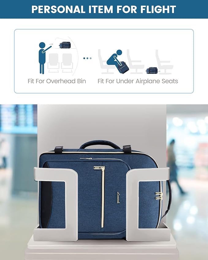 LOVEVOOK Travel Backpack for Women & Men 40L,Airline Approved Carry On Backpack Travel Essentials,TSA Carry on Luggage,Waterproof Personal Item Travel Bag,Suitcase with 3 Packing Cubes,Dark blue-Black