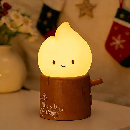 Candle Night Light, Flameless Flame Lamp, Rechargeable Fire Lights | Portable Campfire Light, Warm Flickering Decorative Lights, Halloween Decorations Indoor, Funny Gifts for Kids Childrens