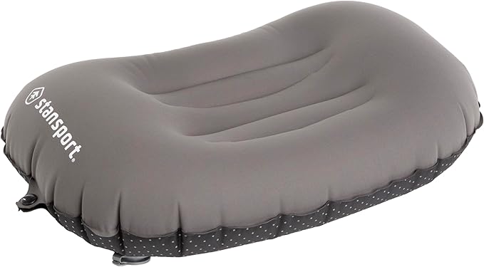 Stansport Lightweight Inflatable Camping Pillow – Ergonomic Ultralight Backpacking Pillow with Stay-Put Sleeping Pad Strap and Anti-Slip Grip – Compact Travel & Hiking Gear with Carry Bag