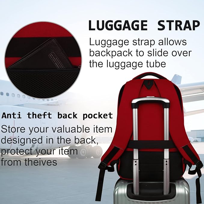 Volher Laptop Backpack,Business Travel Anti Theft Slim Durable Laptops Backpack,Water Resistant College Computer Bag for Women & Men Fits 15.6 Inch Laptop and Notebook-Red