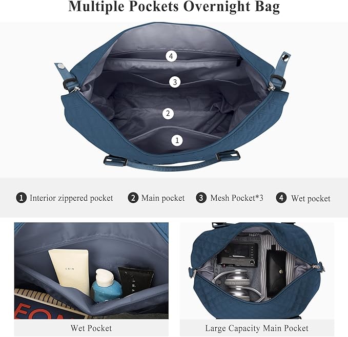HYC00 Travel Duffel Bag,Carry-on Overnight Weekender Bags for Women,Sports Tote Gym Bag with Wet Pocket
