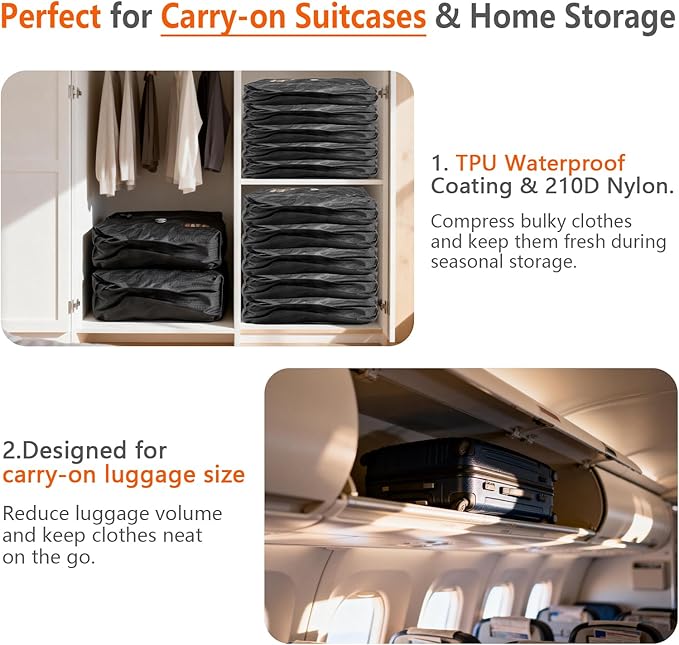 Travel Vacuum Bags with Electric Pump, Ideal for Carry-On Suitcases & Backpacks, 24L Small & Compact Portable IPX7 Waterproof Vacuum Compression Storage Bags Set (1 Bag + Pump)