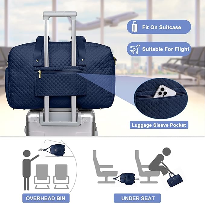Large Weekender Travel Duffle Bag - With Shoe Compartment Weekender Bags for Womens Carry on Overnight Bag with Toiletry Bag Gym Duffel Bags with Wet Pocket Hospital Bags for Women Labor and Delivery