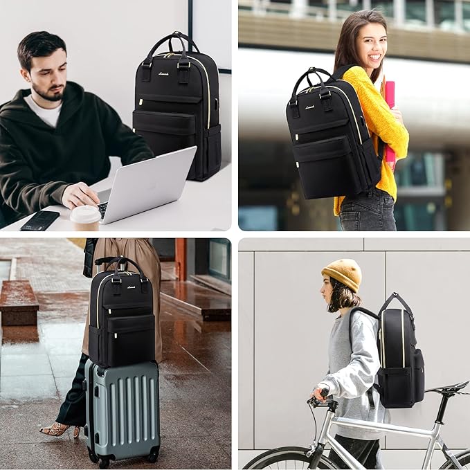 LOVEVOOK Laptop Backpack for Women, 17.3 Inch Laptop Bag with USB Port Fashion Waterproof Backpacks Teacher Nurse Stylish Travel Bags Vintage Daypacks Bookbag for College School Work