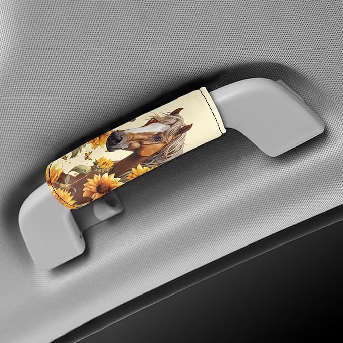 BIGCARJOB Luggage Handle Wraps Set Animal Horse Sunflower Trolley Case Grip for Women Girls Door Protection Cover Suitcase Handle Cover Gifts Suitcase Handle Wraps Travel Bags Set of 2