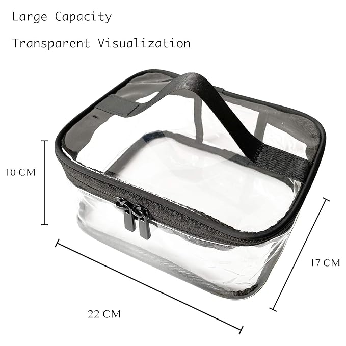 Toiletry Bag Makeup Cosmetic Clear Bag Portable Waterproof Transparent Travel Storage Black
