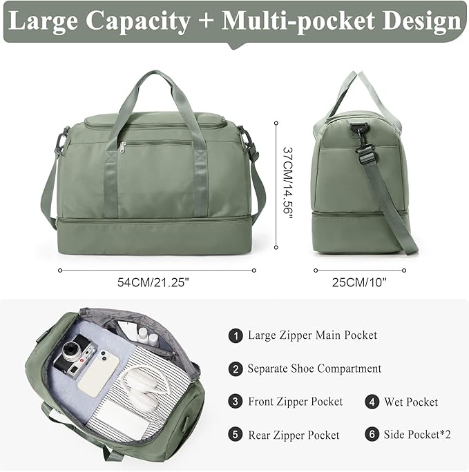 Extra Large Travel Duffle Bag,Carry on Overnight Weekend Bag with Shoes Compartment,Weekender Bags for Women for Travel Business Trips Sport Hospital