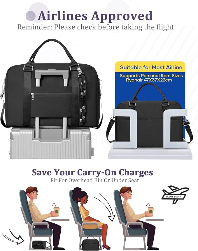 Gym Bag Womens,Travel Duffel Carry on Bag Sport Tote Bag Weekend Overnight Bag