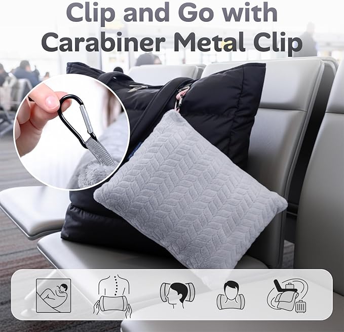 Proglobe Travel Blanket and Pillow - Ultra Soft Lightweight Fleece Blanket for Airplane, Car, Camping, Bus, Travel - Portable Cozy Blanket for Men, Women, Kids - Grey 42" x 68"