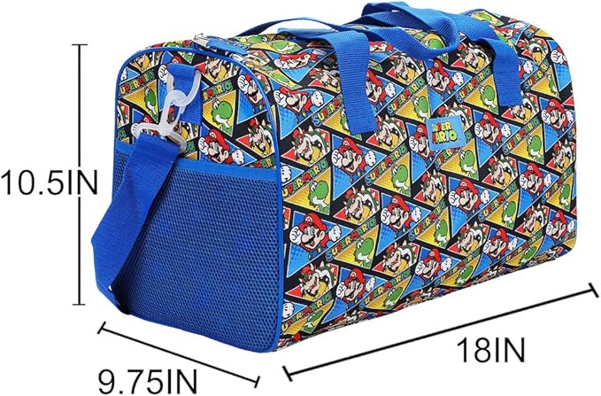 Bioworld Super Mario Bros Group Shot & All-Over Character Print 14" Pilot Case Set