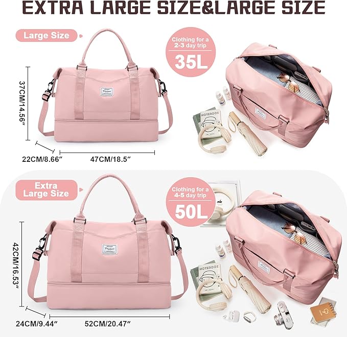 Travel Duffel Bag with Shoes Compartment, Overnight Weekender Bags for Women, Carry on Personal Item Travel Set
