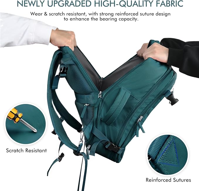 Beraliy Travel Backpack for Women as Personal Item Travel Bag Flight Approved, Carry On Backpack, 17.3 Inch Laptop Backpack, Travel Bag, Waterproof Hiking Backpack, Peacock Blue