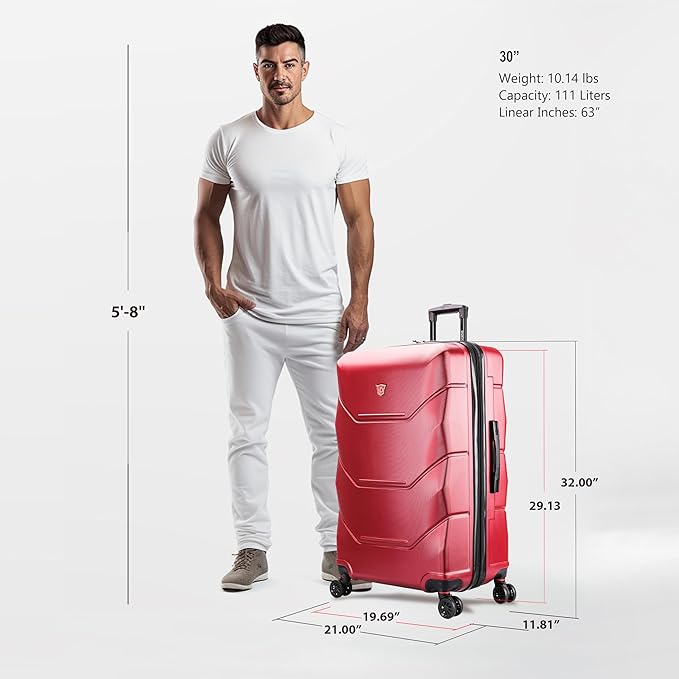 DUKAP ZONIX Luggage with Spinner Wheels | Durable Lightweight Hardside Suitcase Spacious Travel Bag with Handle and Trolley | 30 Inch Large Checked Luggage | Wine