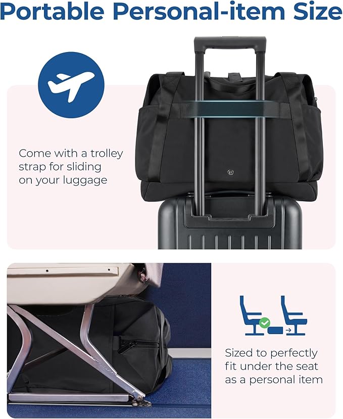 BAGSMART Personal Item Travel Bag For Spirit Airlines, 23L Lightweight Gym Bag for Women Foldable Duffle Bag Weekender Overnight Bag for Travel, Gym