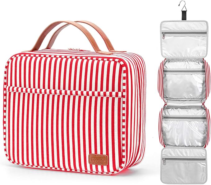 Bosidu Hanging Travel Toiletry Bag,Large Capacity Cosmetic Travel Toiletry Organizer for Women with 4 Compartments & 1 Sturdy Hook,Perfect for Travel/Daily Use/Christmas