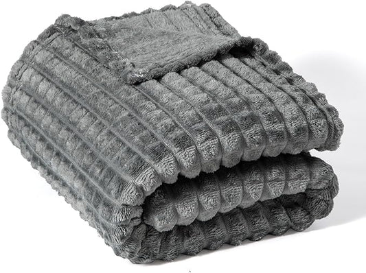 Ultra Soft Jacquard Sherpa Throw Blanket, Lightweight Yet Cozy, Versatile Couch and Travel Blanket, Checker Pattern, Multiple Sizes and Colors, Easy-Care and Durable,50x60 Inches