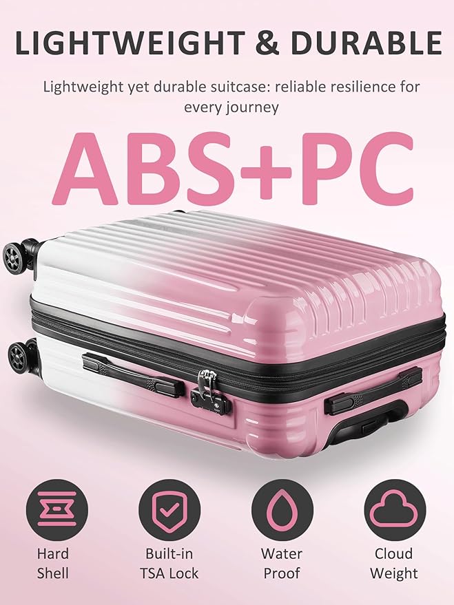 Carry on Luggage 2 Piece（20in/24inch - Airline Approved Suitcases with Spinner Wheels, Built-In TSA Lock，Hard Shell Expandable Suitcases