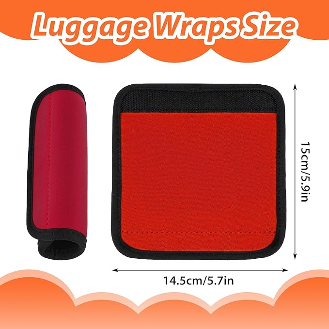 2 Pack Luggage Handle Wraps for Suitcase, Bright Color Comfort Soft Handle Covers Suitcase Luggage Handle Wrap Luggage Tag Wraps Travel Accessories (Red)