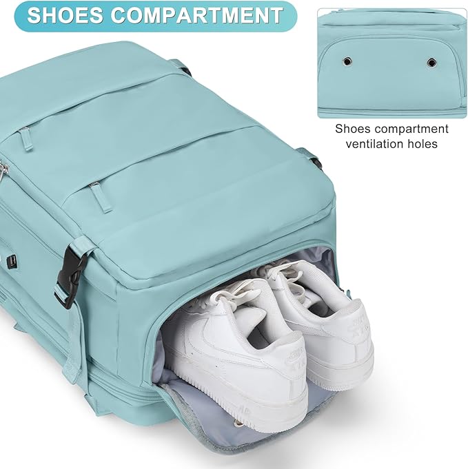coofay Expandable Backpack For Traveling On Airplane Travel Backpack For Women Men Airline Approved Carry On Bags For Airplanes Gym Bag With Shoe Compartment Waterproof Hiking Backpack Essentials