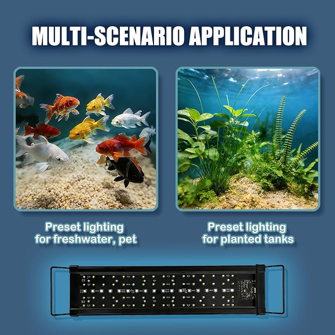 Smart LED Aquarium Light for Freshwater Tanks - App Control DIY Spectrum, Auto Timer & Sunrise Sunset Simulation (48-54 INCH)