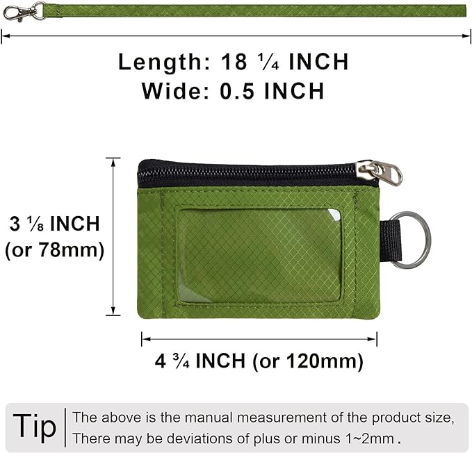CHENSPRX Minimalist RFID Blocking Small Wallet with ID Window,WaterResistant Zip Id Case Wallet with Lanyard Keychain for Cards,Cash,Travel,Women,Men