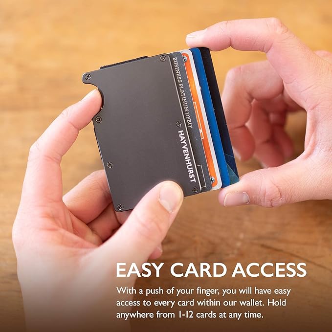 Hayvenhurst Wallet For Men - Reinvented Design Men's Wallet - Slim, Minimalistic & Seamless Card Case, Blocks RFID Scanners, Holds 12 Cards (Iron)