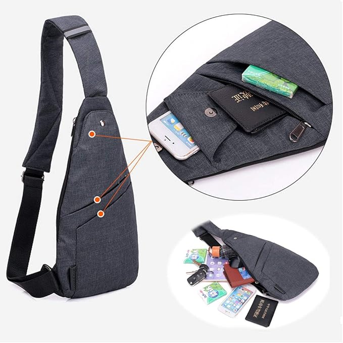 Anti-Theft Sling Bag for Women and Men, Lightweight Crossbody Bag with Hidden Pocket for Travel Hiking Casual Daily