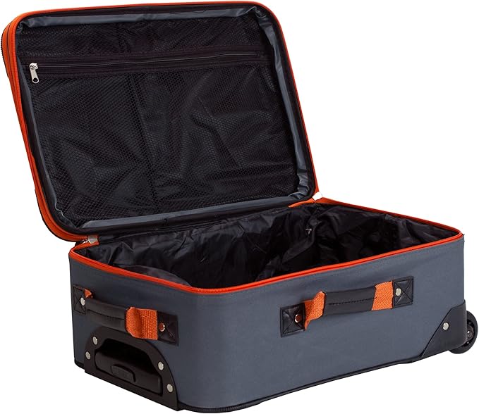 Rockland Journey Softside Upright Luggage Set, Expandable, Charcoal, 4-Piece (14/19/24/28)