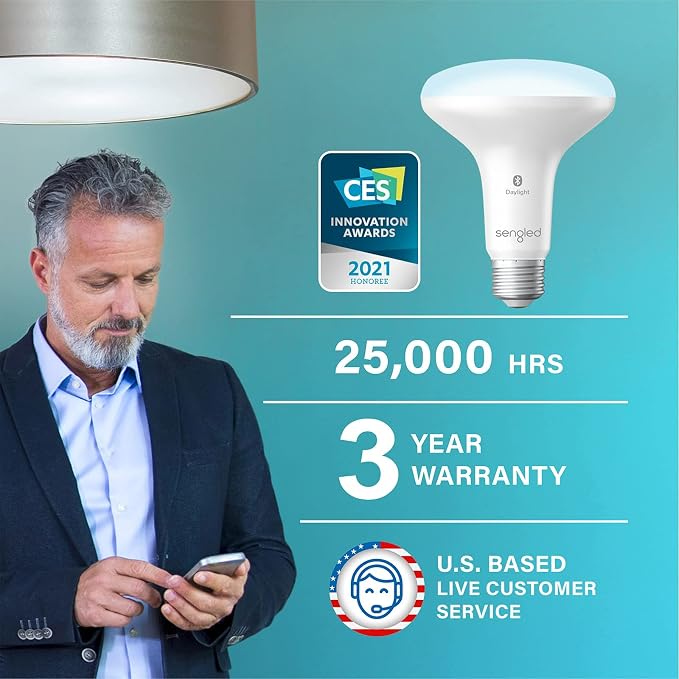 Sengled Alexa Light Bulb, BR30, S1 Auto Pairing with Alexa Devices, Smart Flood Light Bulb that Work with Alexa, Daylight 5000K, E26, Led Lights, 65W Equivalent Recessed, No Hub Required, 4-Pack