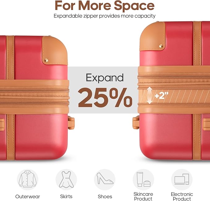 Luggage Sets 3 Piece, Expandable 100% PC Hardshell Suitcase with Spinner Wheels, 20in Suitcase Set with TSA Lock for Women, Carry On Luggage with Travel Backpack