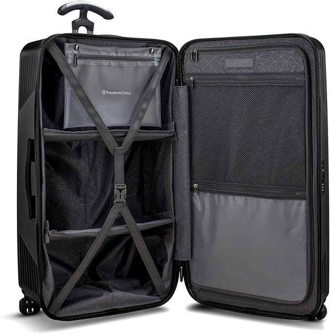 Traveler's Choice Ultimax II Polycarbonate Hardside Luggage with Spinner Wheels, Matte Black, 31-Inch Large Trunk