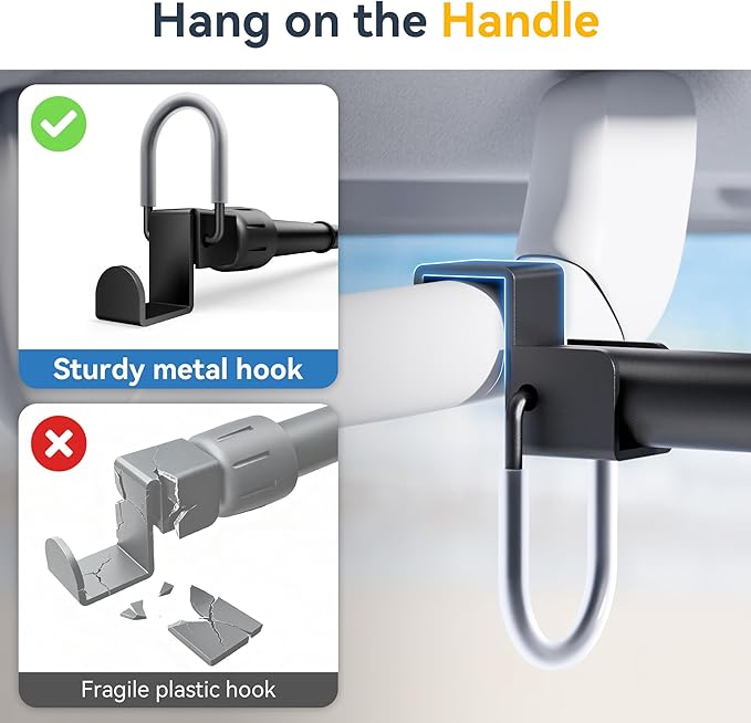 Adjustable Car Clothes Hanger Bar 35-60 Inches – Heavy Duty Travel Garment Organizer, Anti-Wrinkle, Non-Slip Rubber Bands, Fits Cars, SUVs, Vans and Trucks